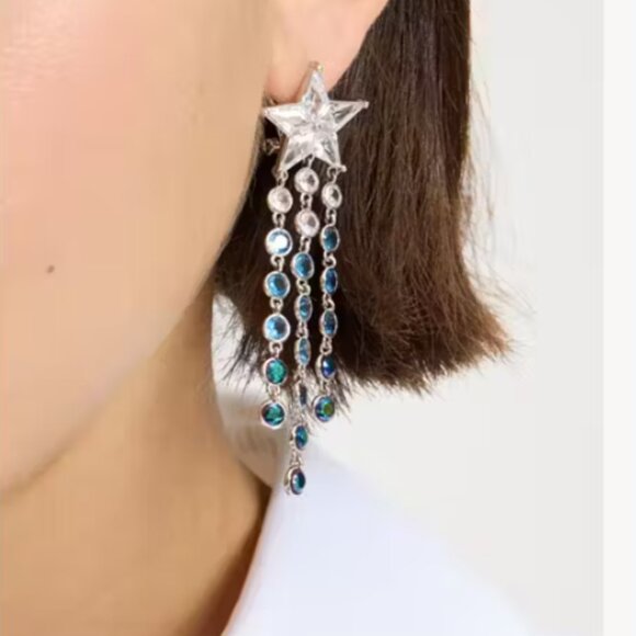 kate spade Cosmos Star Fringe Earrings Blue/Multi NWT - Picture 2 of 4